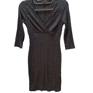 Wet Seal Womens Bodycon Dress Gray Size Small Polyester Blend 3/4 Sleeve Slit